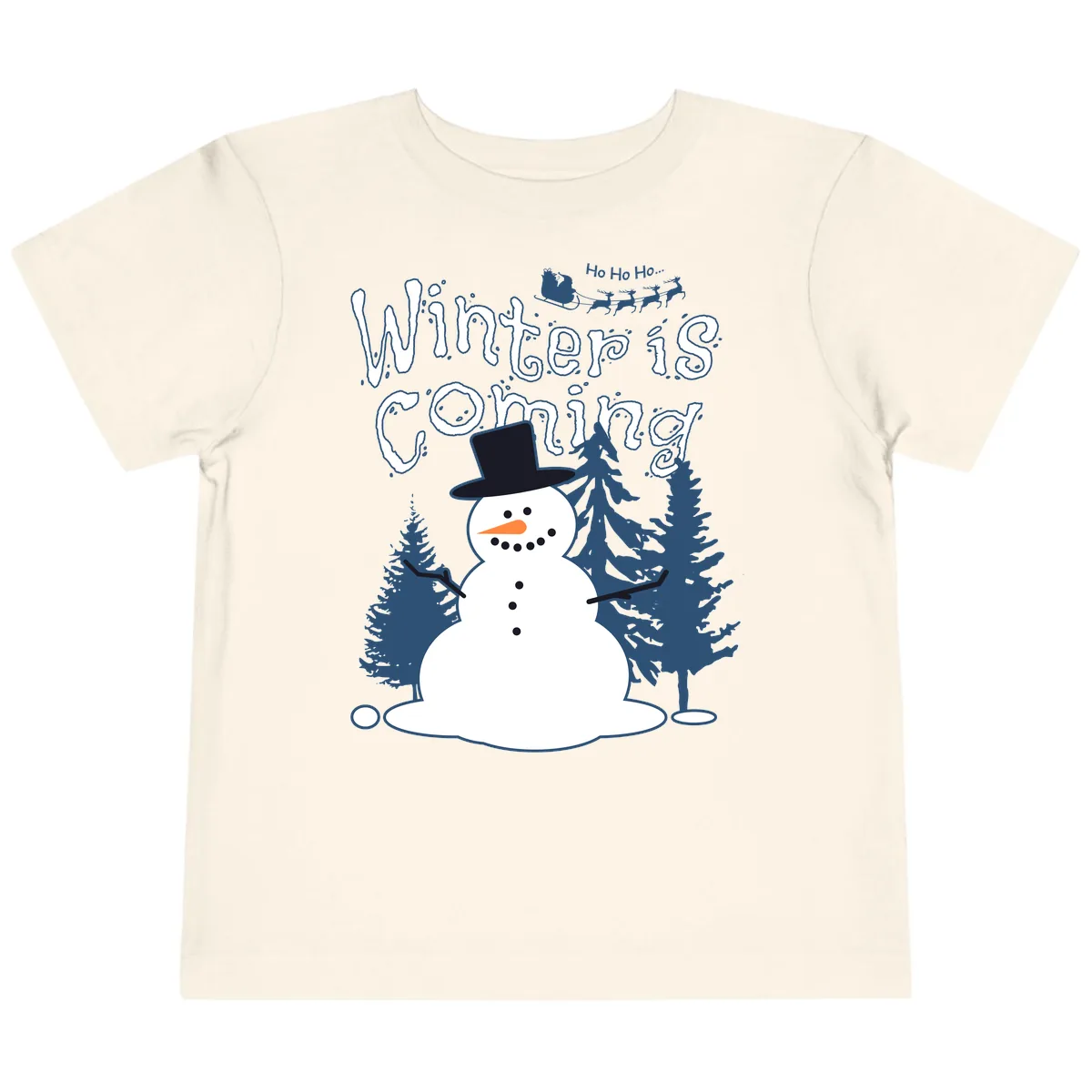 Winter Is Coming Snowman Toddler T-Shirt in Natural