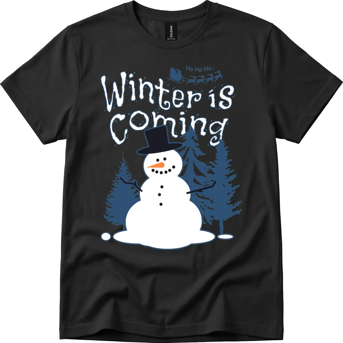 Winter Is Coming Snowman T-Shirt in Black