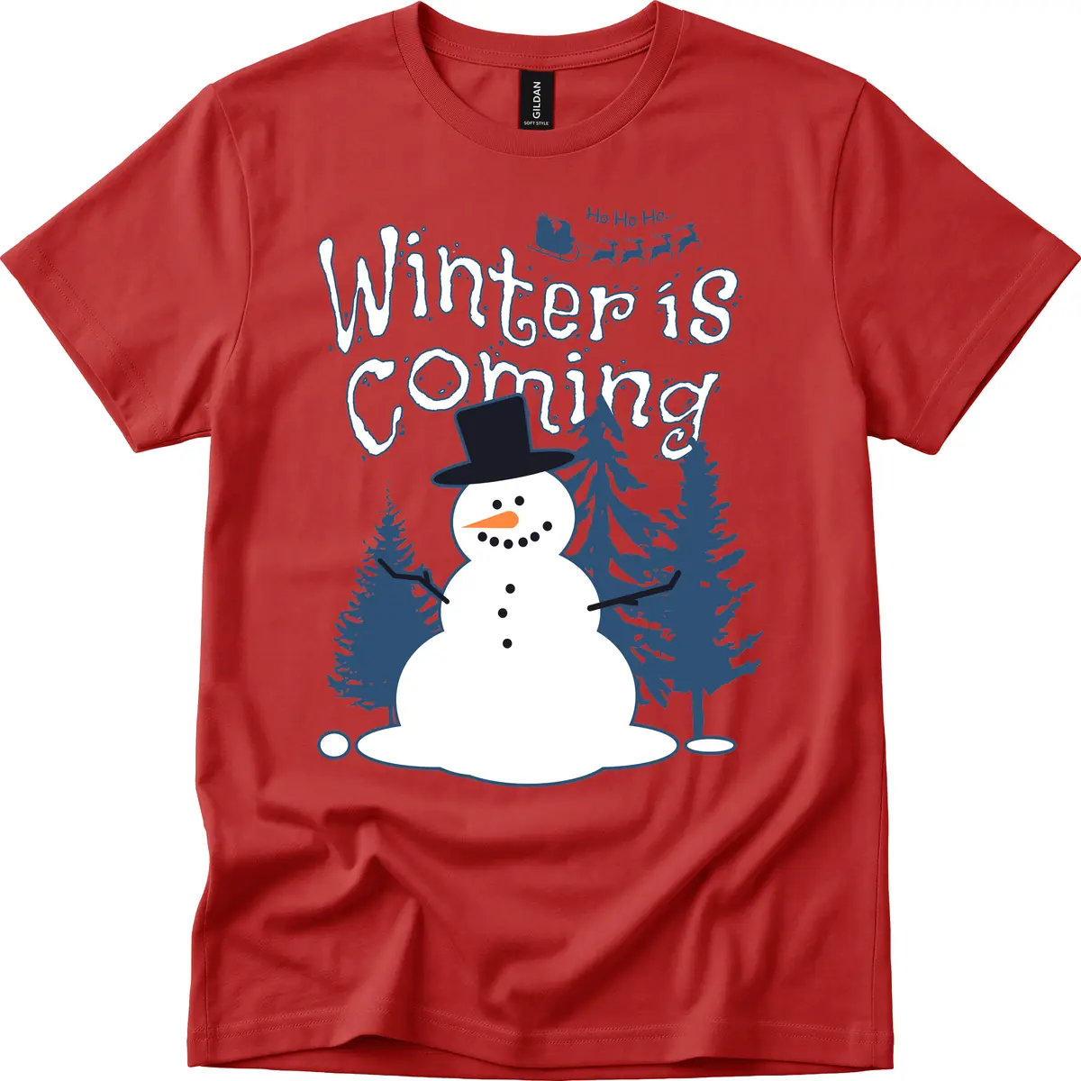 Winter Is Coming Snowman T-Shirt in Red