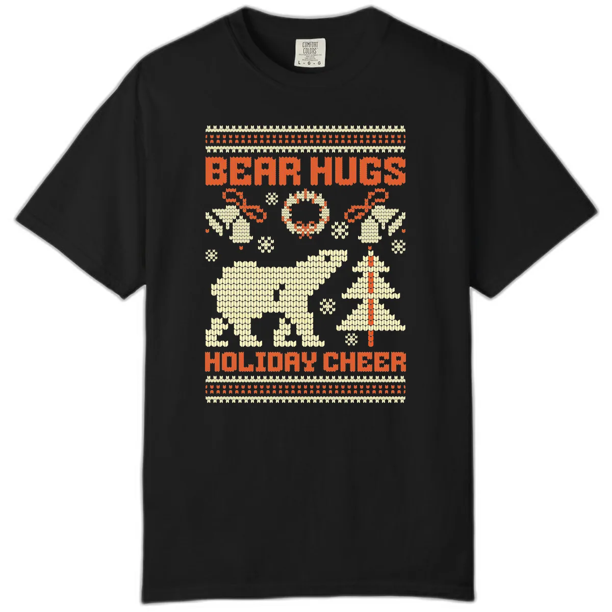 Bear Hugs Holiday Cheer Sweater Comfort Color in Black