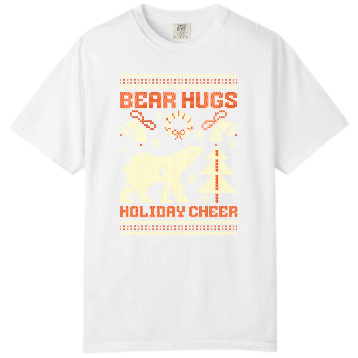 Bear Hugs Holiday Cheer Sweater Comfort Color in White