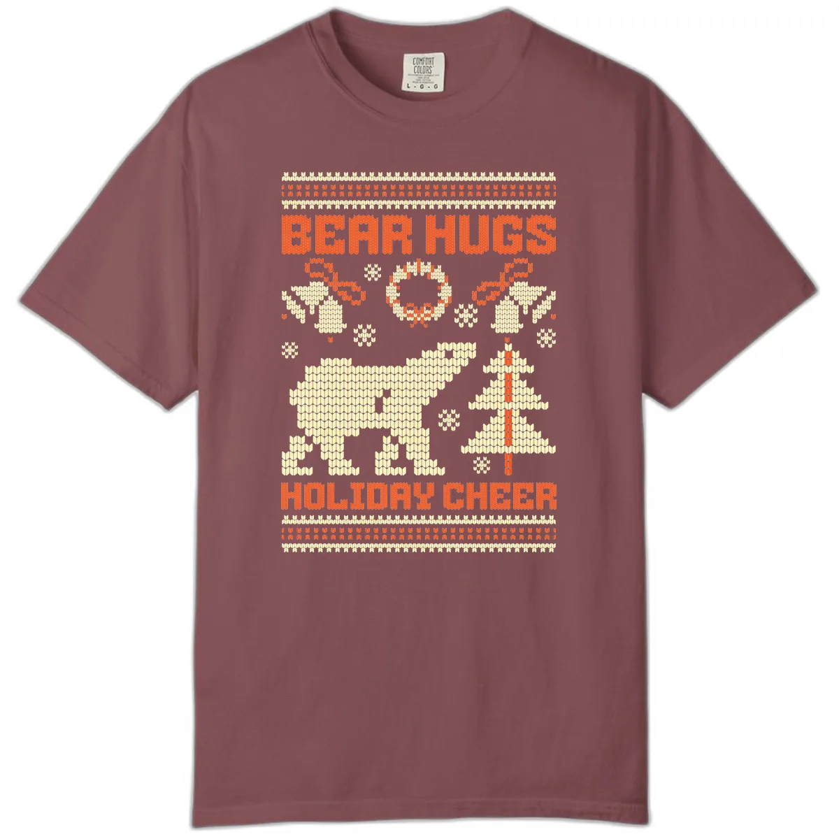 Bear Hugs Holiday Cheer Sweater Comfort Color in Brick