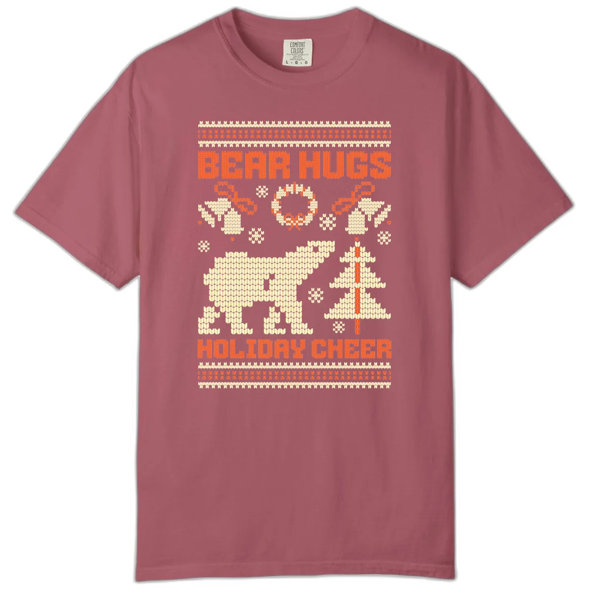 Bear Hugs Holiday Cheer Sweater Comfort Color in Crimson