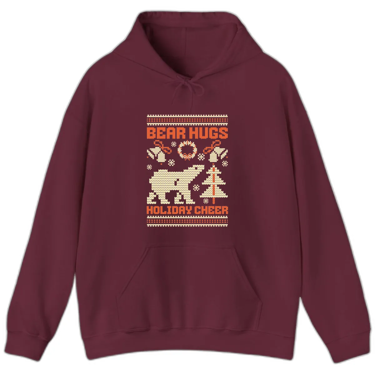 Bear Hugs Holiday Cheer Sweater Hoodie in Maroon