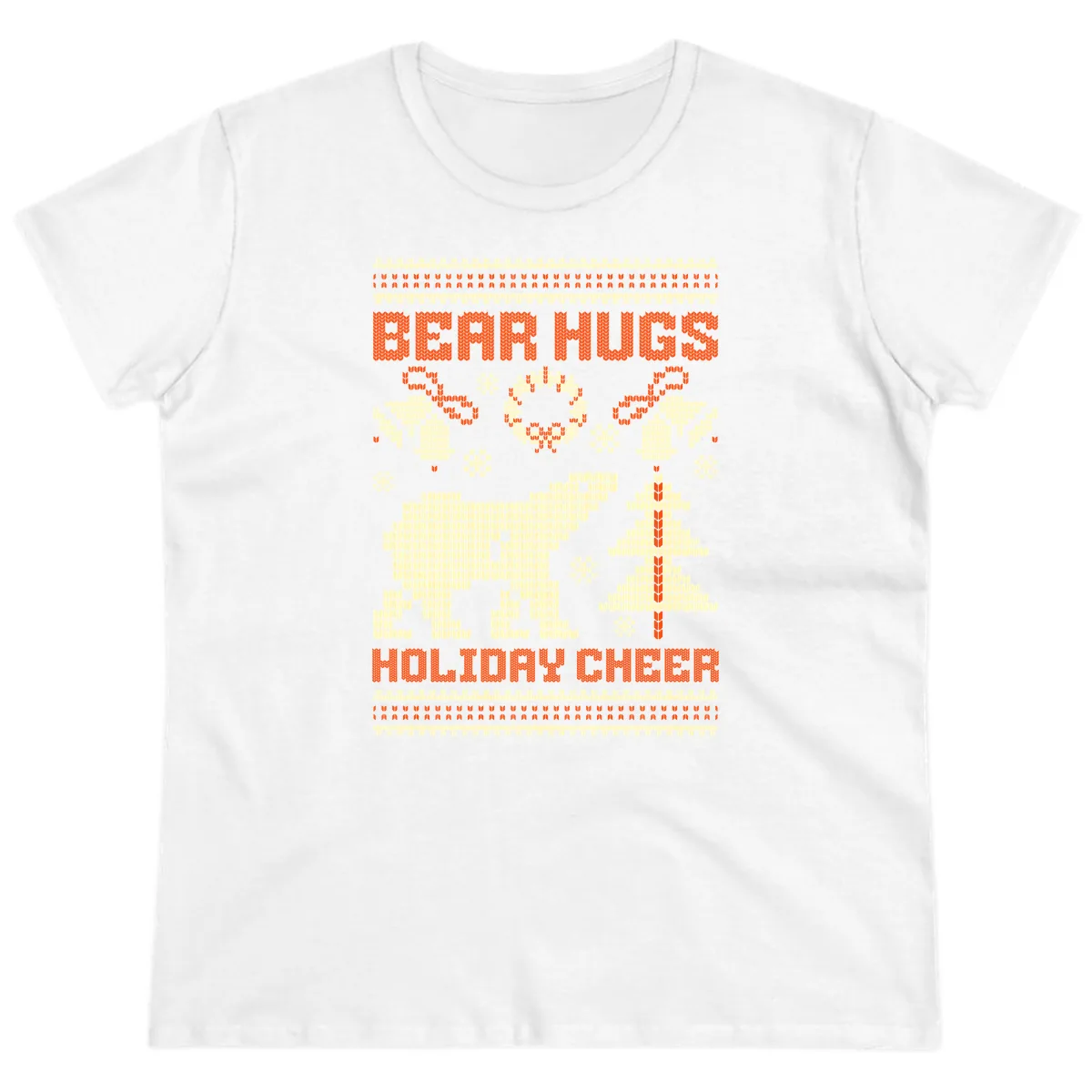 Bear Hugs Holiday Cheer Sweater Ladies Tee in White