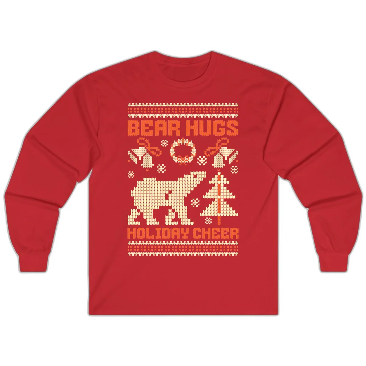 Bear Hugs Holiday Cheer Sweater Long Sleeve in Red