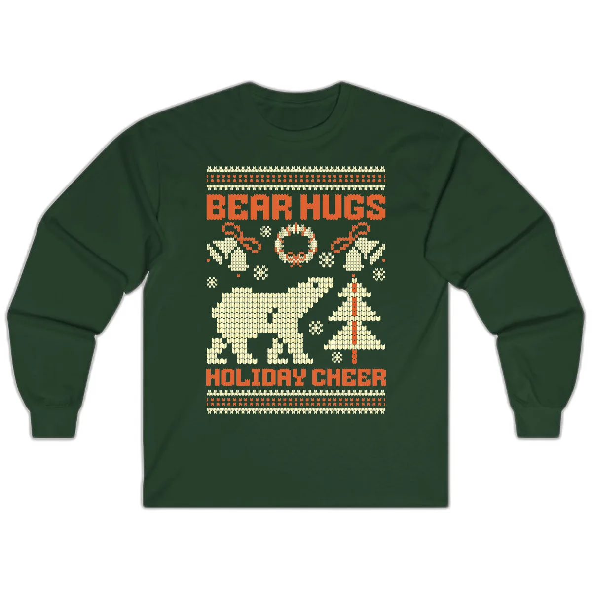 Bear Hugs Holiday Cheer Sweater Long Sleeve in Forest Green