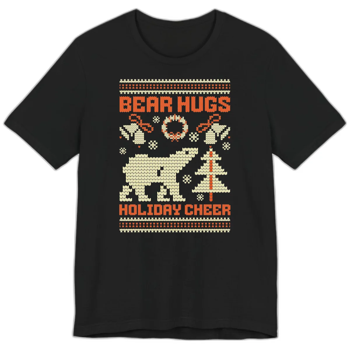 Bear Hugs Holiday Cheer Sweater Premium T-Shirt in Black
