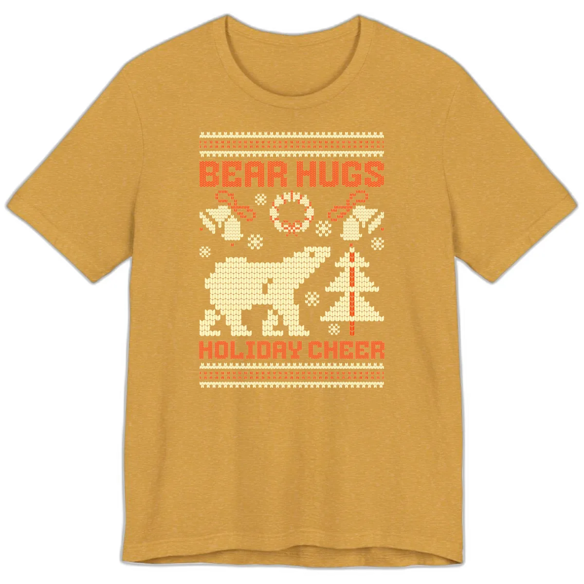 Bear Hugs Holiday Cheer Sweater Premium T-Shirt in Heather Mustard