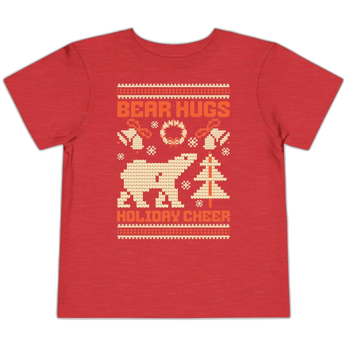 Bear Hugs Holiday Cheer Sweater Toddler T-Shirt in Heather Red
