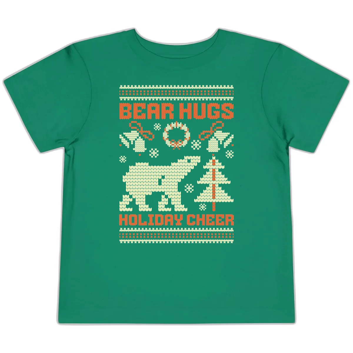 Bear Hugs Holiday Cheer Sweater Toddler T-Shirt in Kelly