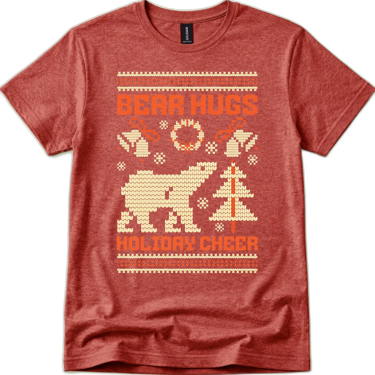 Bear Hugs Holiday Cheer Sweater T-Shirt in Heather Cardinal