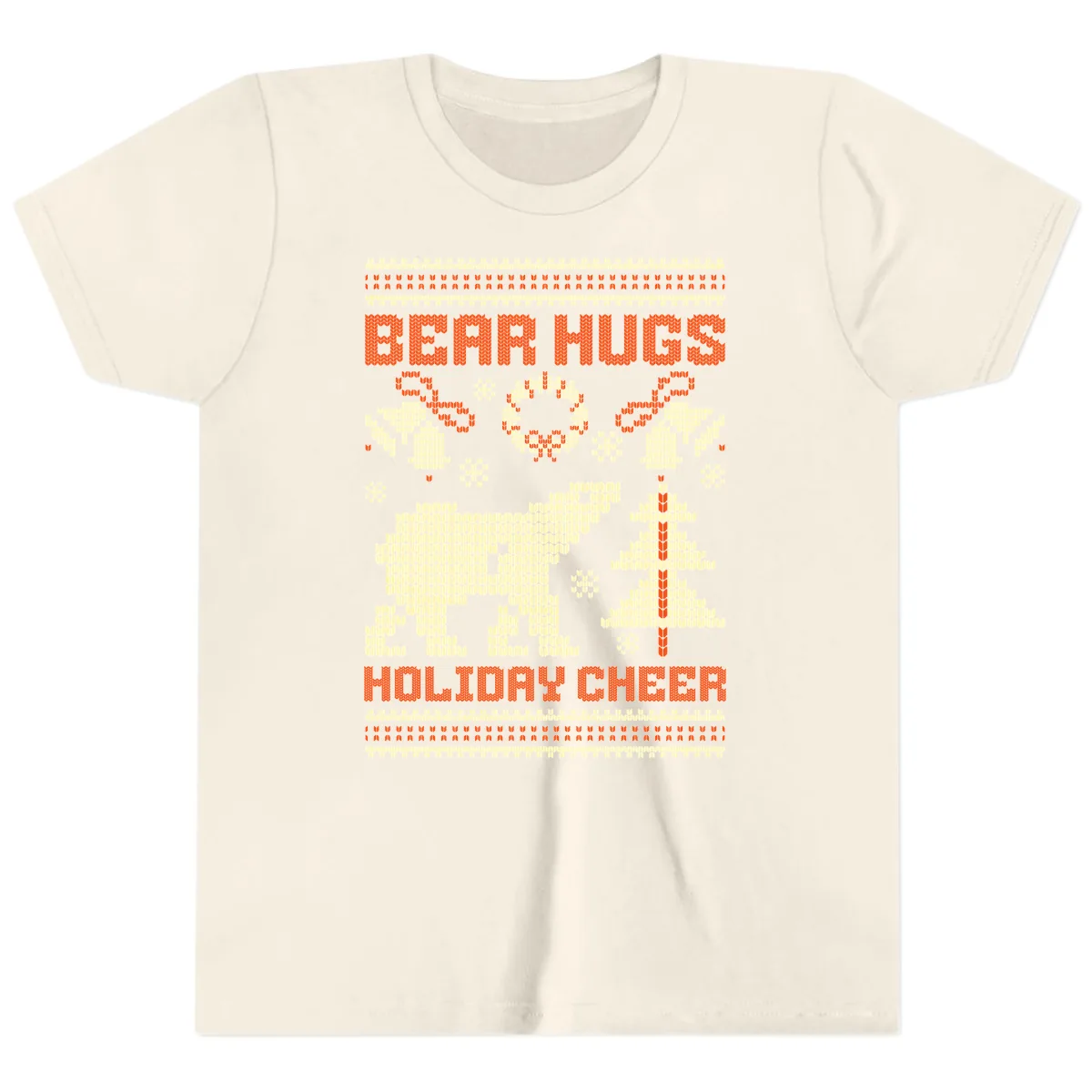 Bear Hugs Holiday Cheer Sweater Youth T-Shirt in Natural