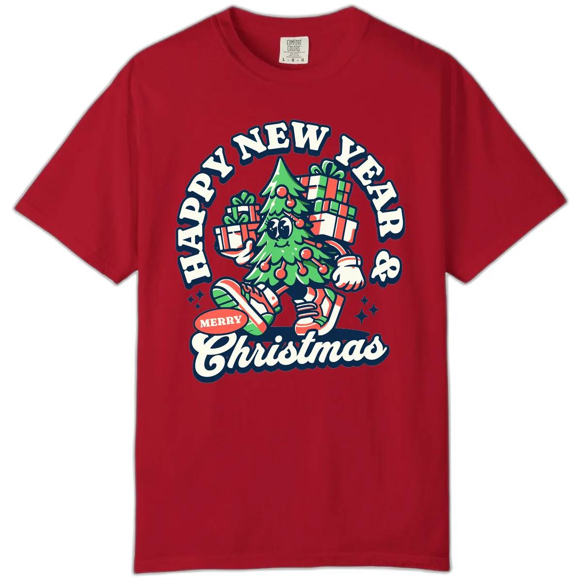 Happy New Year & Merry Christmas Tree Comfort Color in Red