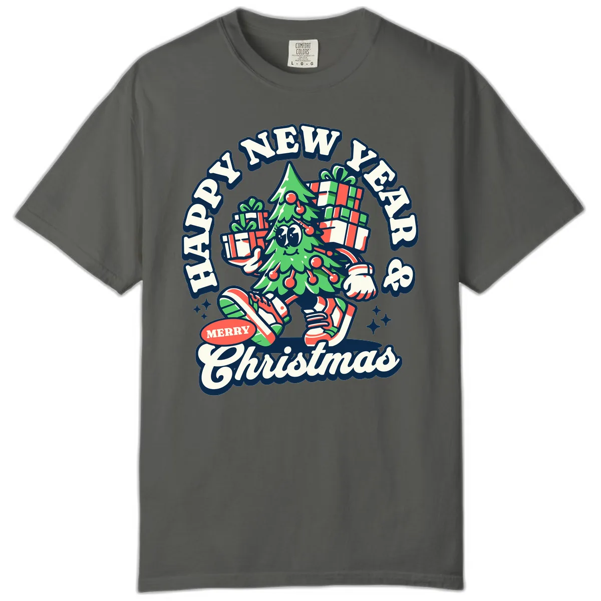 Happy New Year & Merry Christmas Tree Comfort Color in Pepper