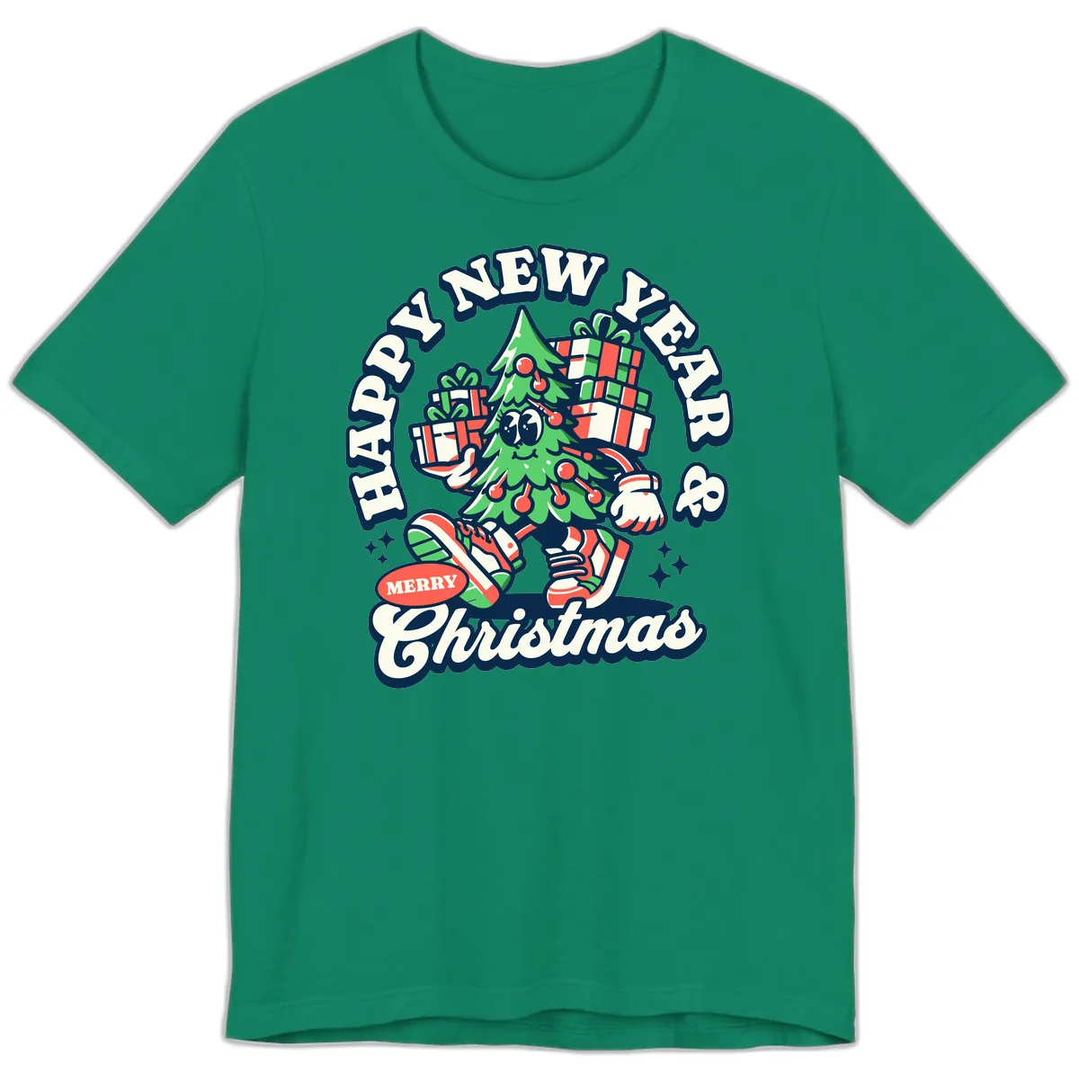 Happy New Year & Merry Christmas Tree Premium T-Shirt in Kelly