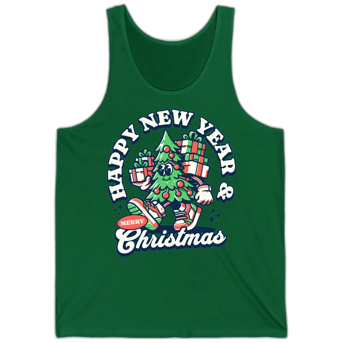 Happy New Year & Merry Christmas Tree Tank in Kelly