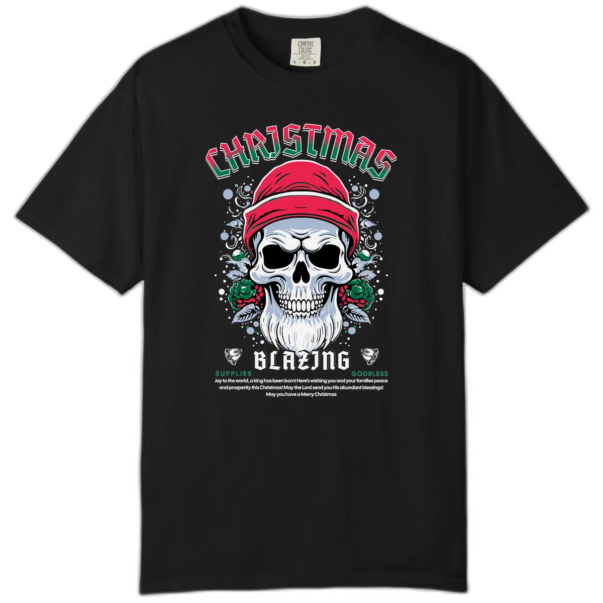 Blazing Skull Christmas Apparel Comfort Color in Black