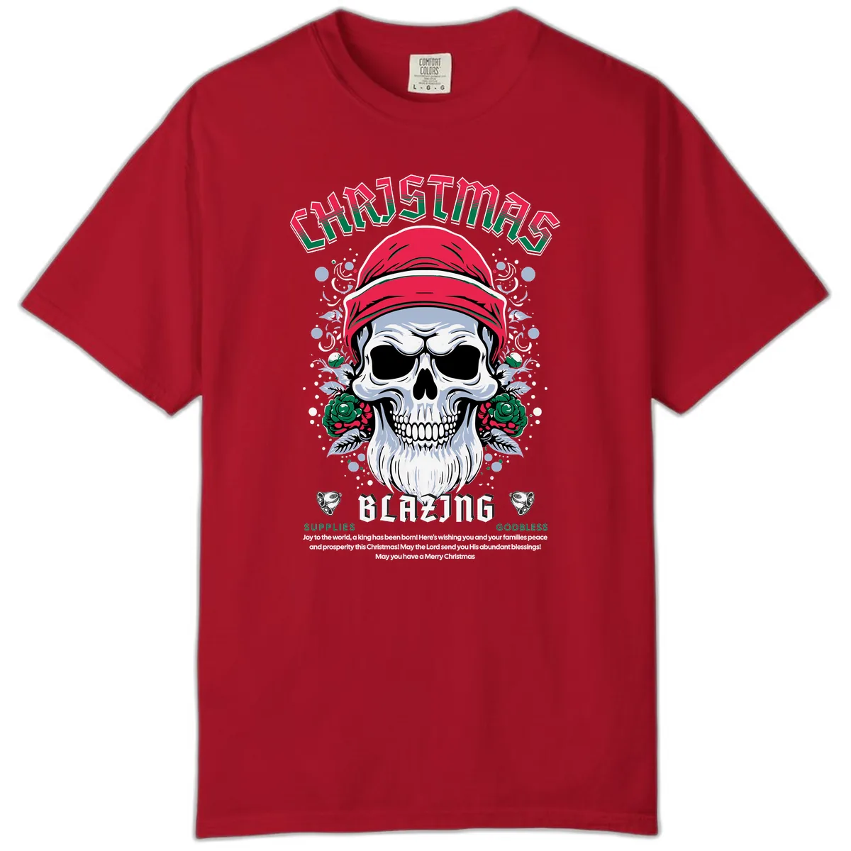Blazing Skull Christmas Apparel Comfort Color in Red