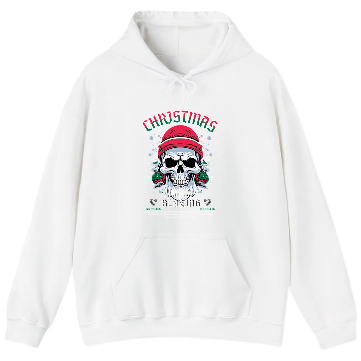 Blazing Skull Christmas Apparel Hoodie in White