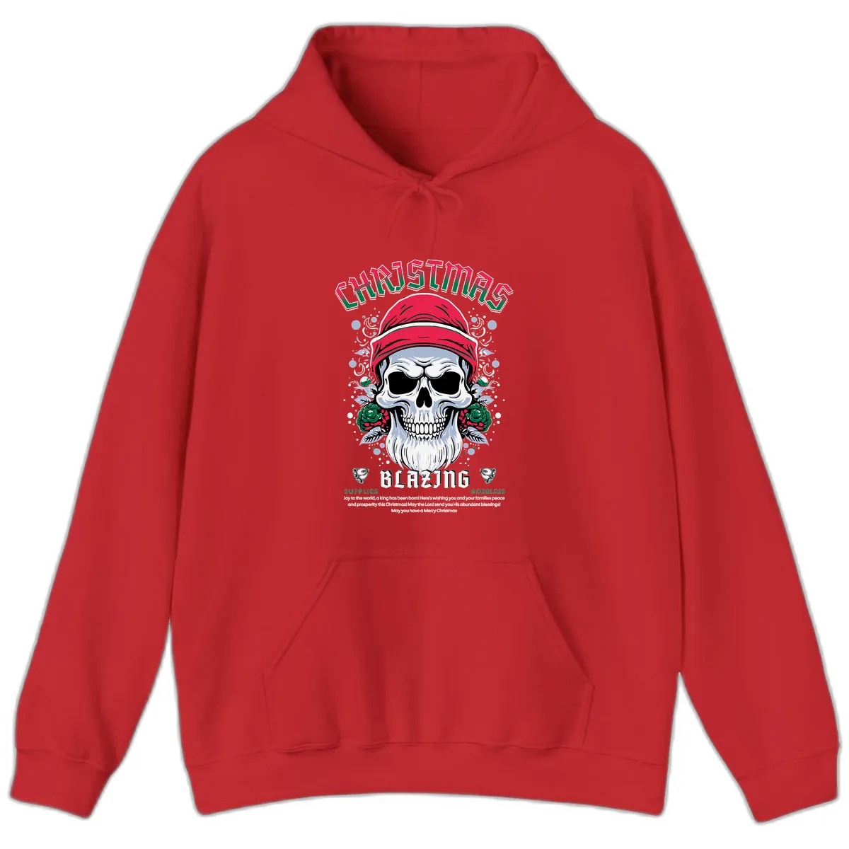 Blazing Skull Christmas Apparel Hoodie in Red