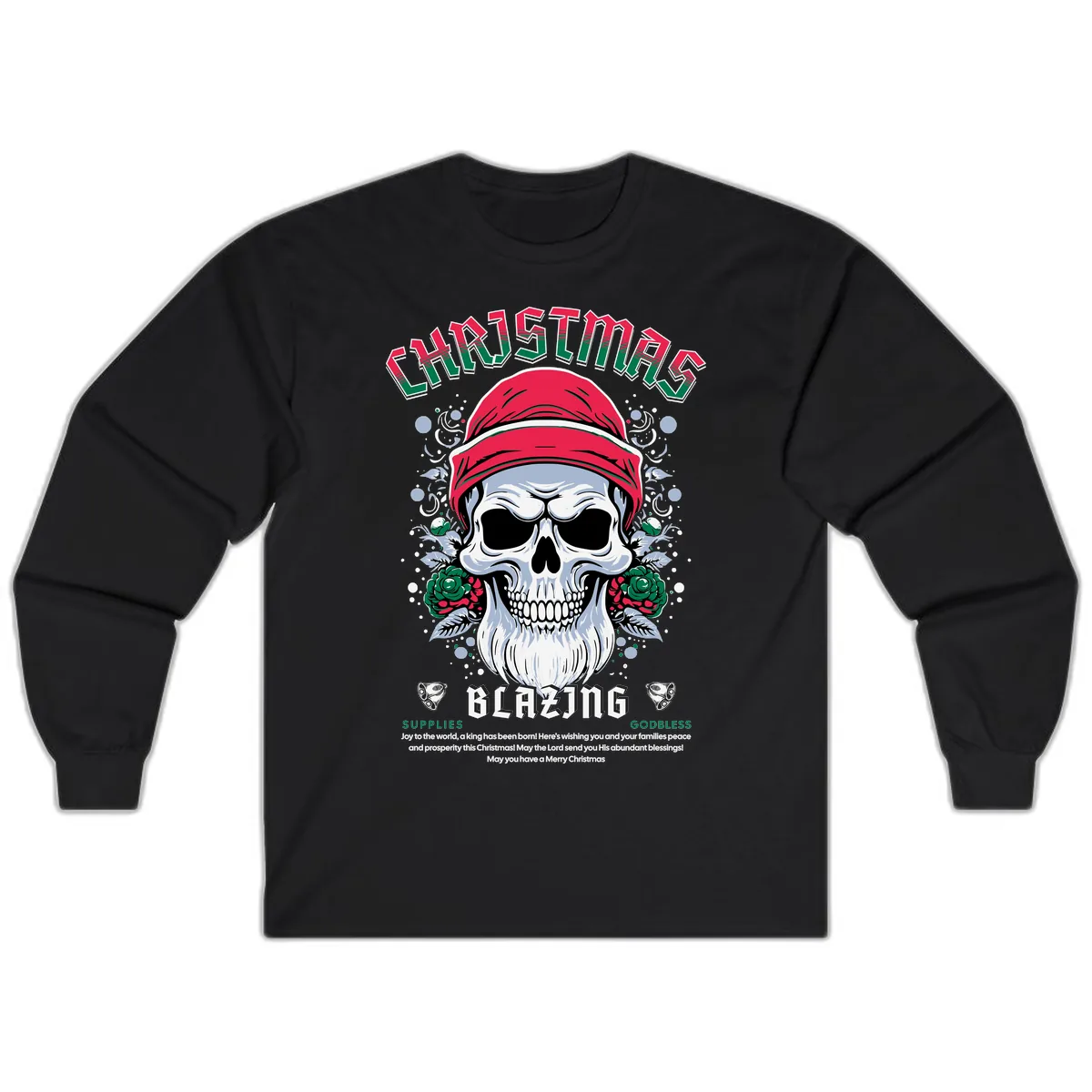 Blazing Skull Christmas Apparel Long Sleeve in Black