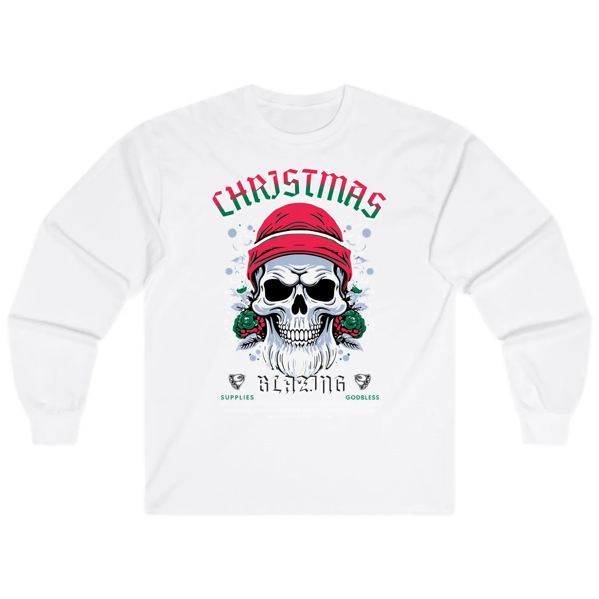 Blazing Skull Christmas Apparel Long Sleeve in White