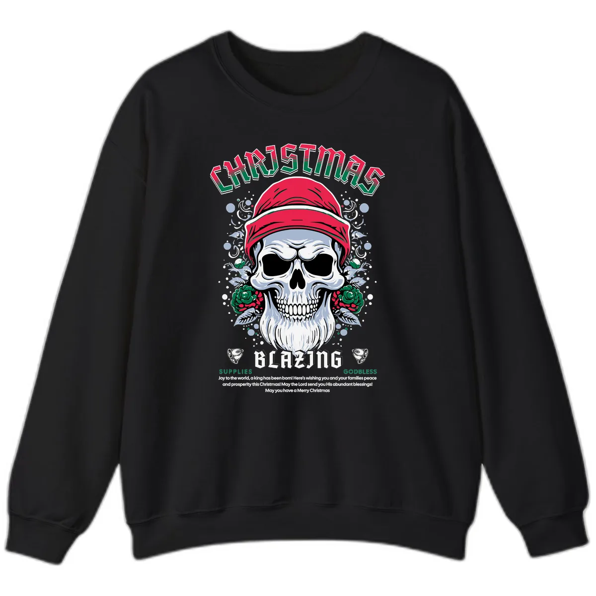 Blazing Skull Christmas Apparel Sweatshirt in Black