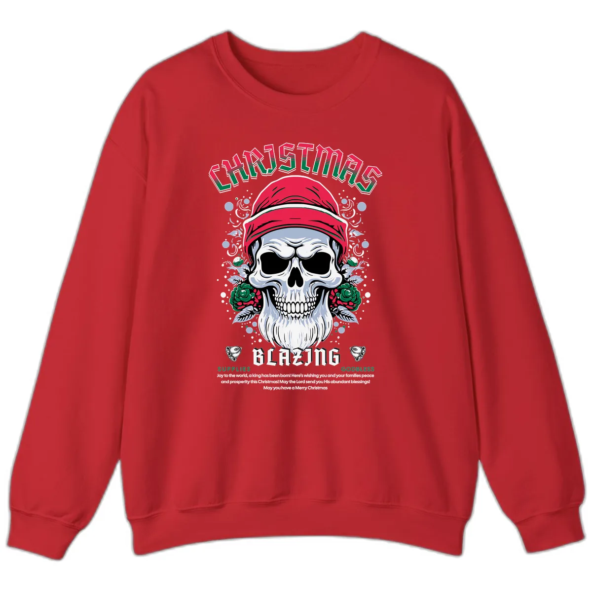Blazing Skull Christmas Apparel Sweatshirt in Red
