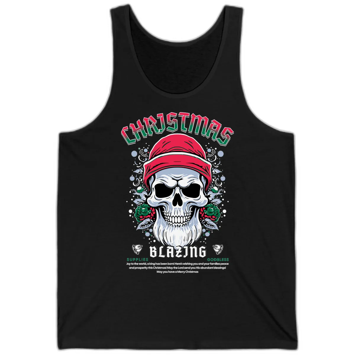 Blazing Skull Christmas Apparel Tank in Black