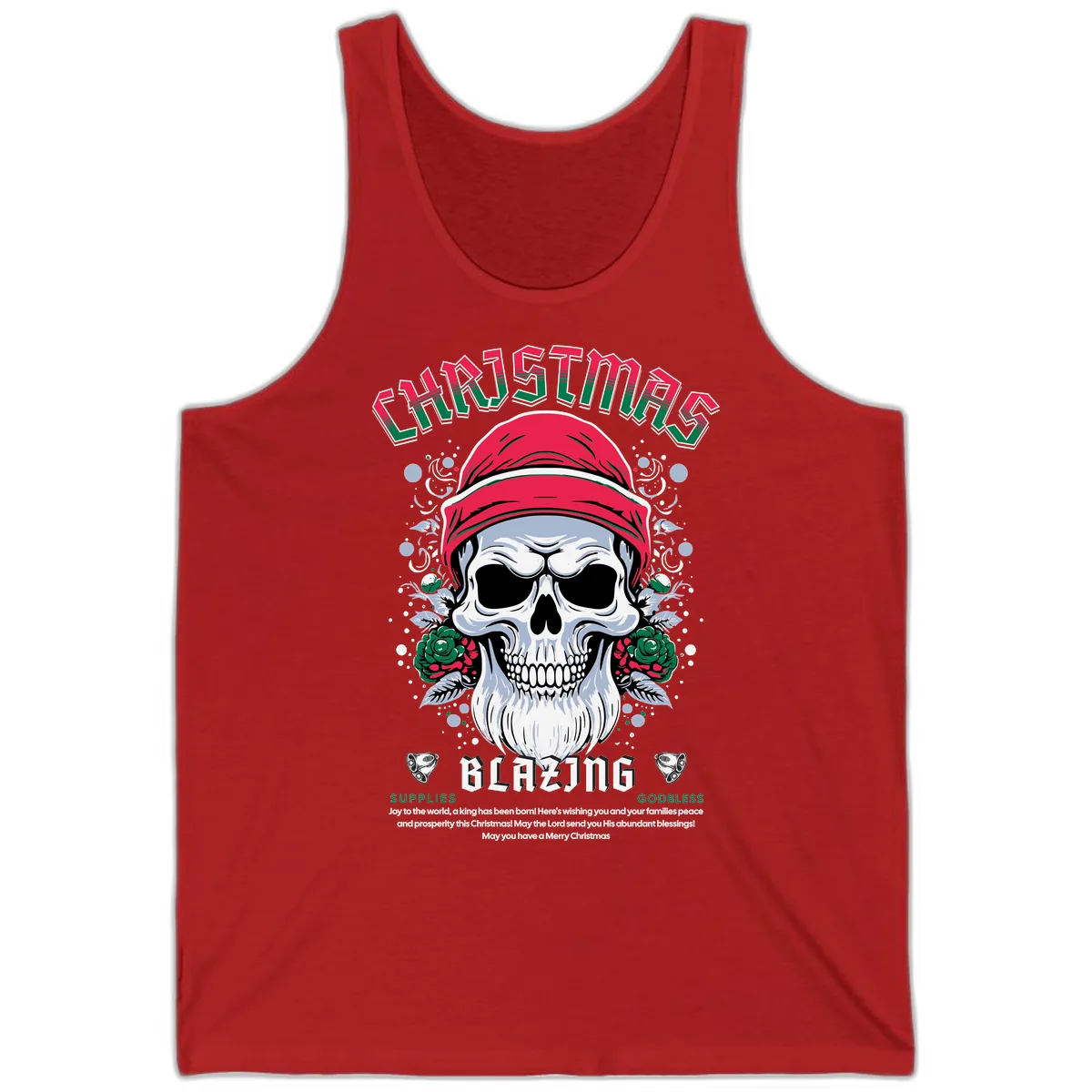 Blazing Skull Christmas Apparel Tank in Red