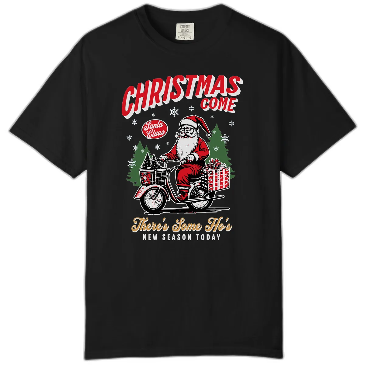 Santa's Scooter Christmas Ride Comfort Color in Black