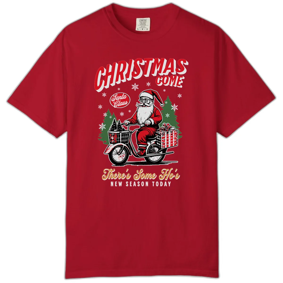 Santa's Scooter Christmas Ride Comfort Color in Red