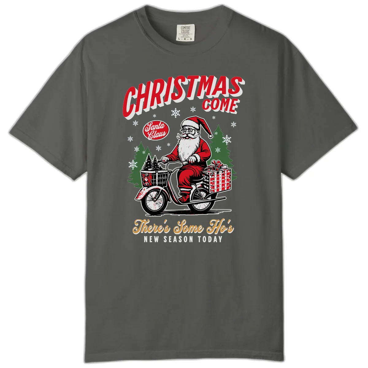 Santa's Scooter Christmas Ride Comfort Color in Pepper