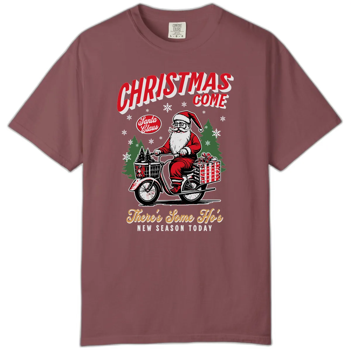 Santa's Scooter Christmas Ride Comfort Color in Brick