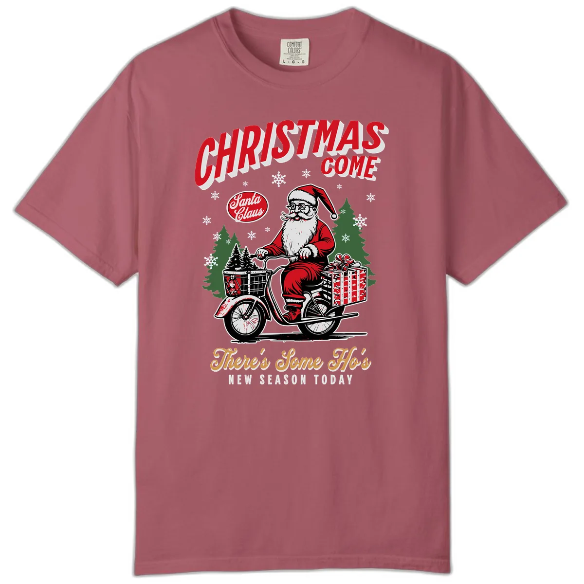 Santa's Scooter Christmas Ride Comfort Color in Crimson