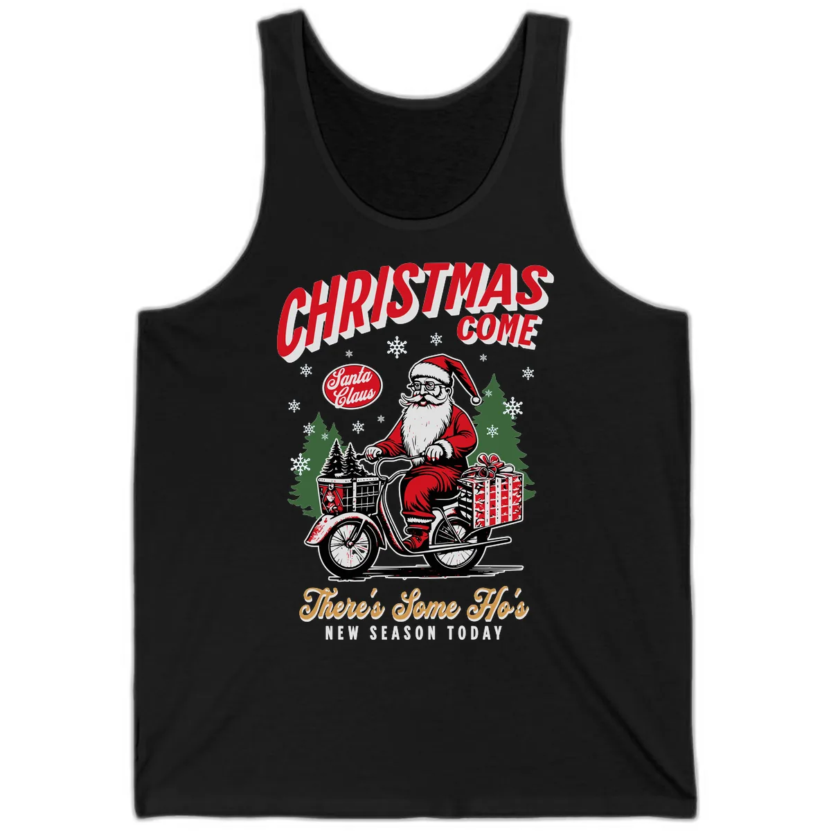Santa's Scooter Christmas Ride Tank in Black