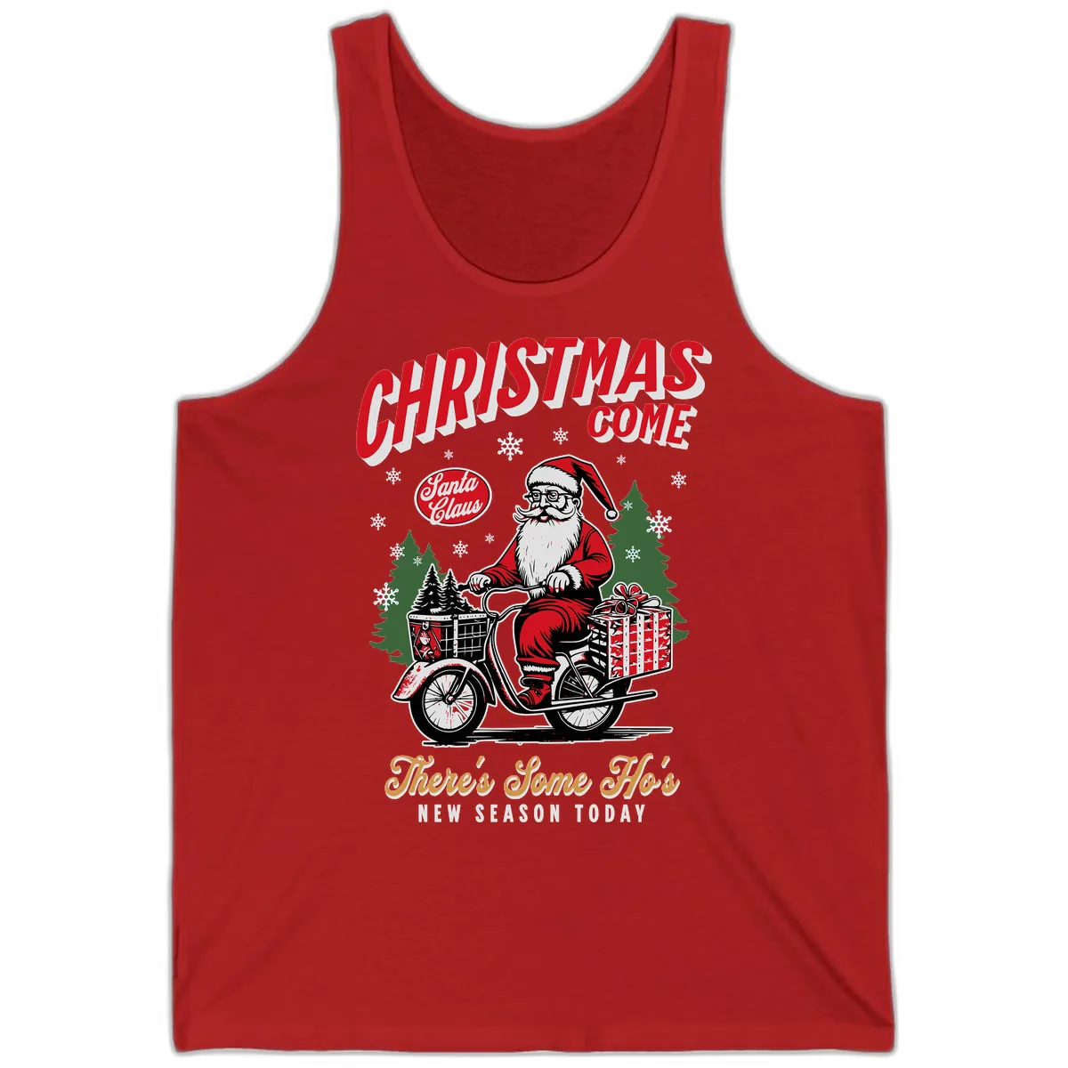 Santa's Scooter Christmas Ride Tank in Red