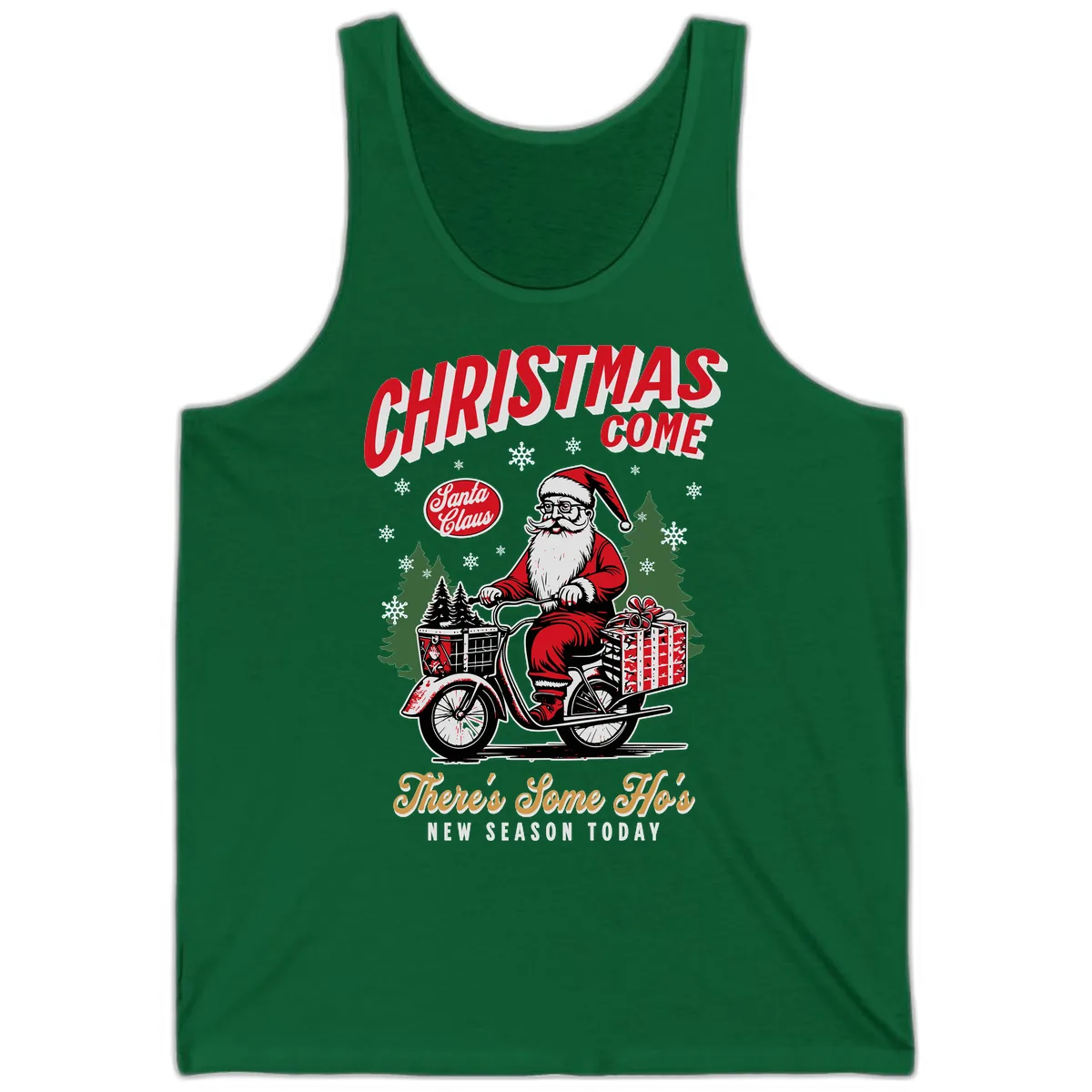 Santa's Scooter Christmas Ride Tank in Kelly