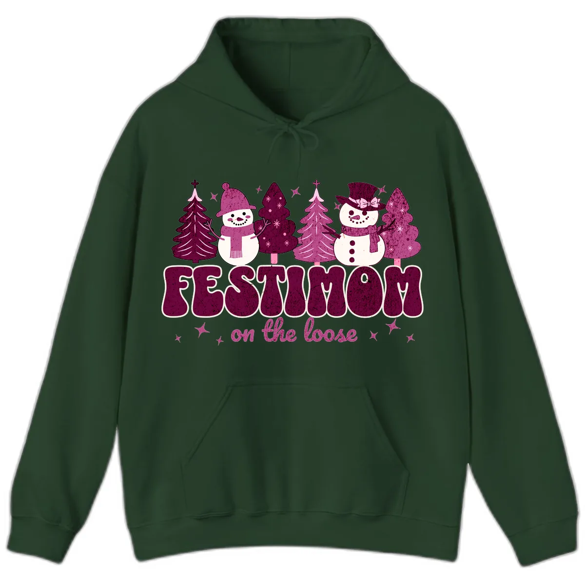 Festivus Mom On The Loose Hoodie in Forest Green