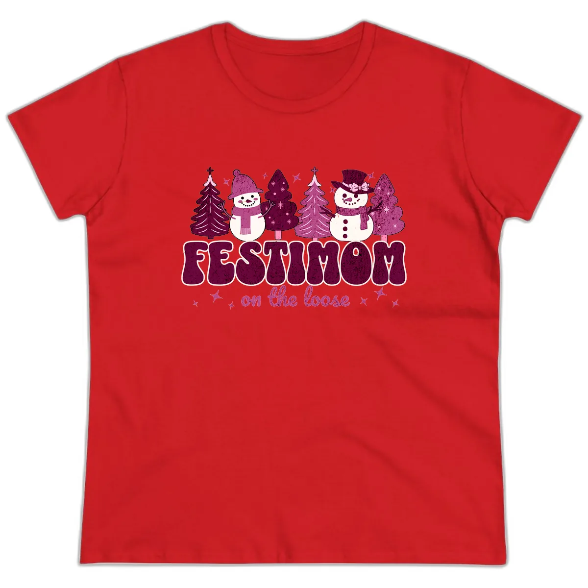 Festivus Mom On The Loose Ladies Tee in Red