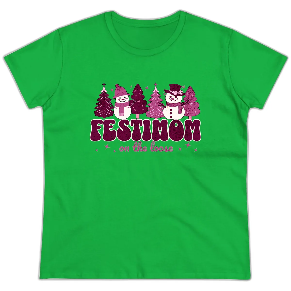 Festivus Mom On The Loose Ladies Tee in Irish Green