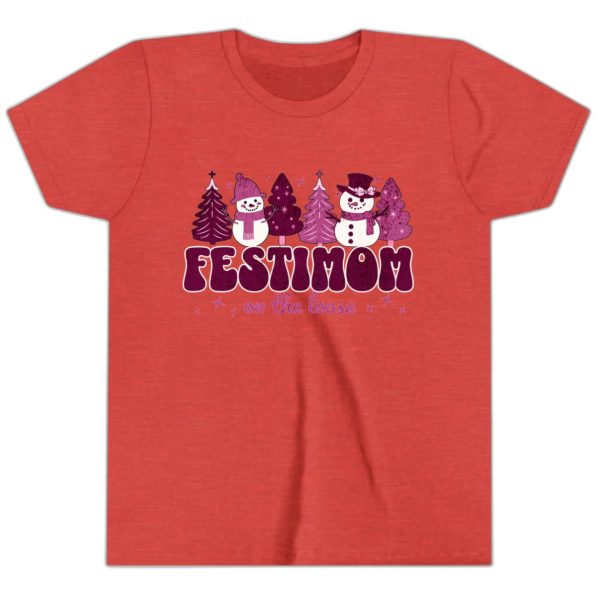 Festivus Mom On The Loose Youth T-Shirt in Heather Red