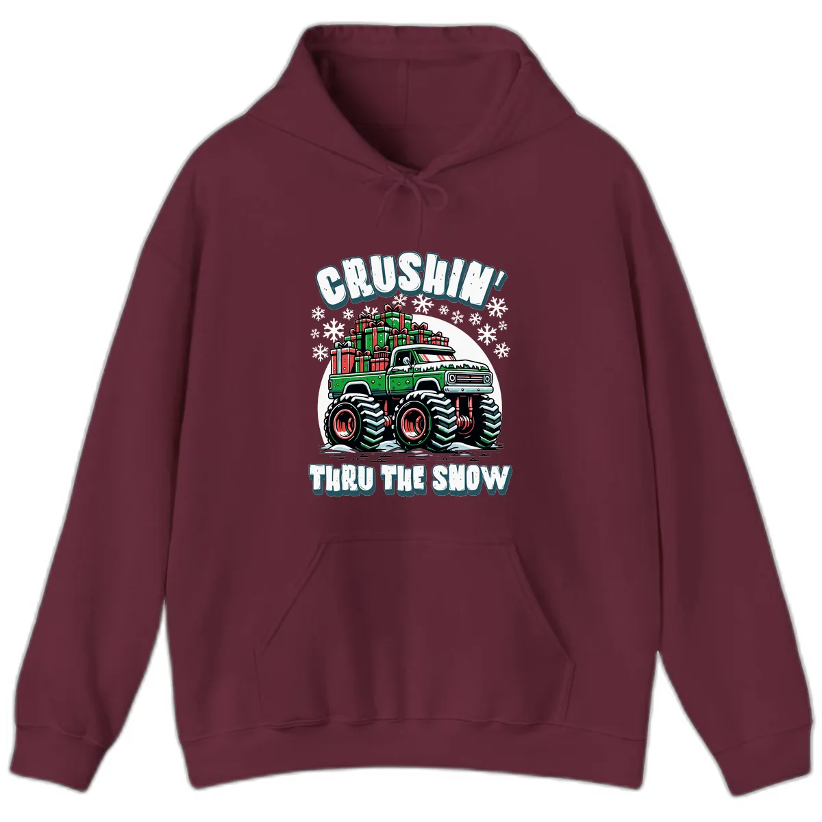 Monster Truck Crushing Presents Hoodie in Maroon