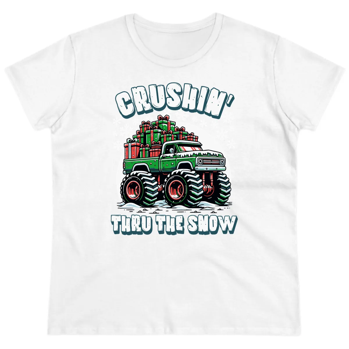 Monster Truck Crushing Presents Ladies Tee in White