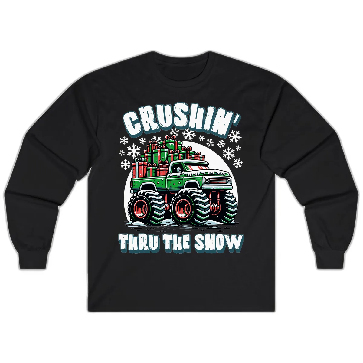 Monster Truck Crushing Presents Long Sleeve in Black