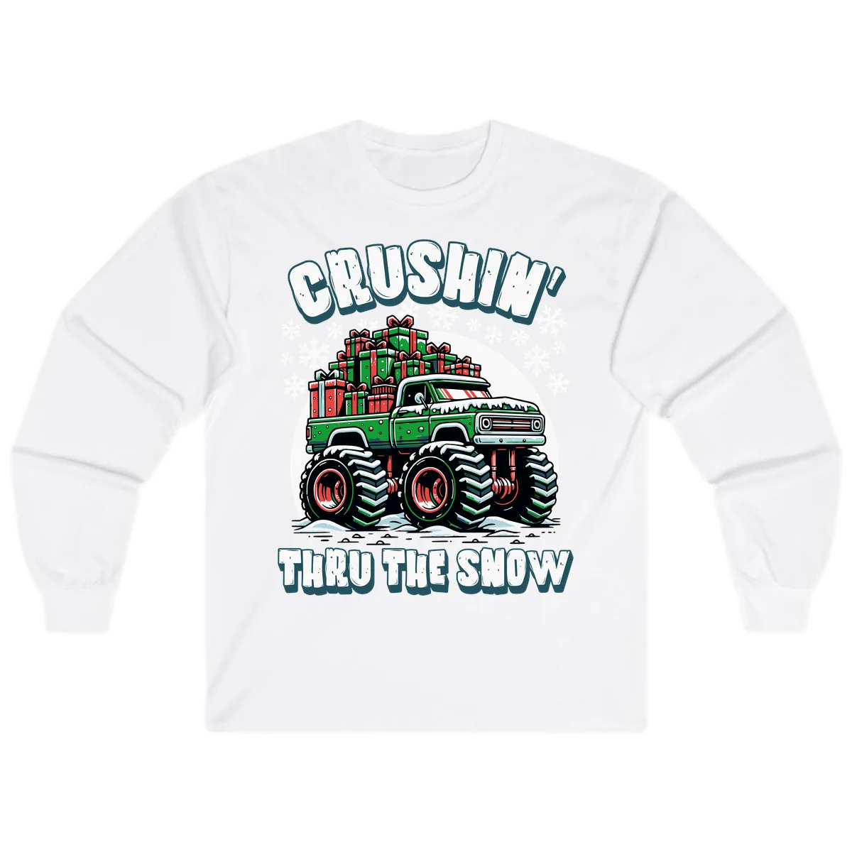 Monster Truck Crushing Presents Long Sleeve in White