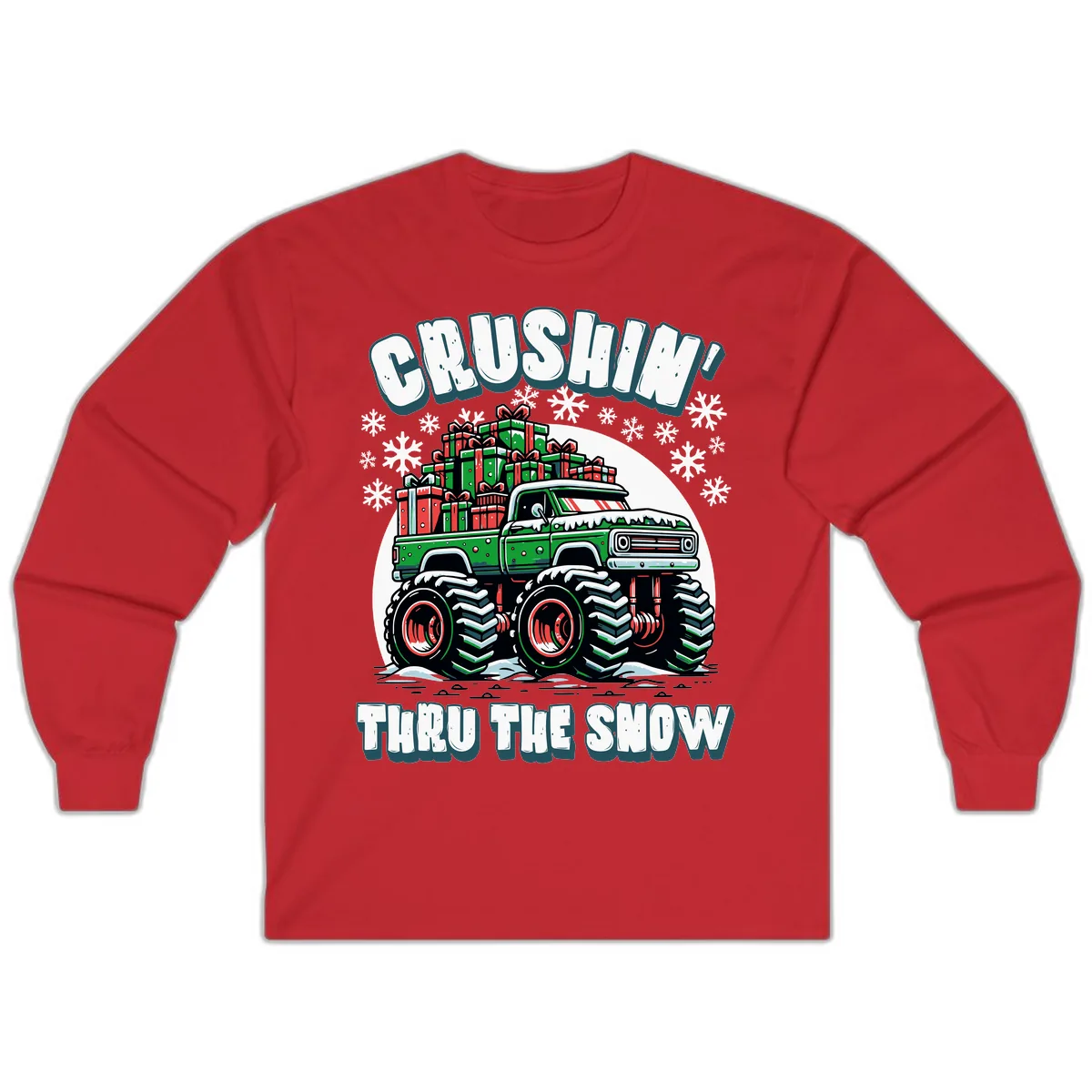 Monster Truck Crushing Presents Long Sleeve in Red