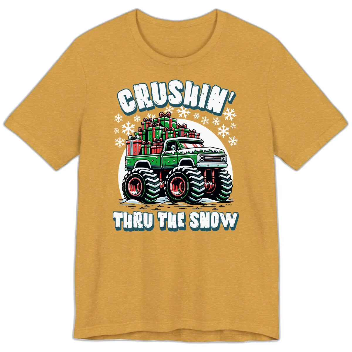 Monster Truck Crushing Presents Premium T-Shirt in Heather Mustard