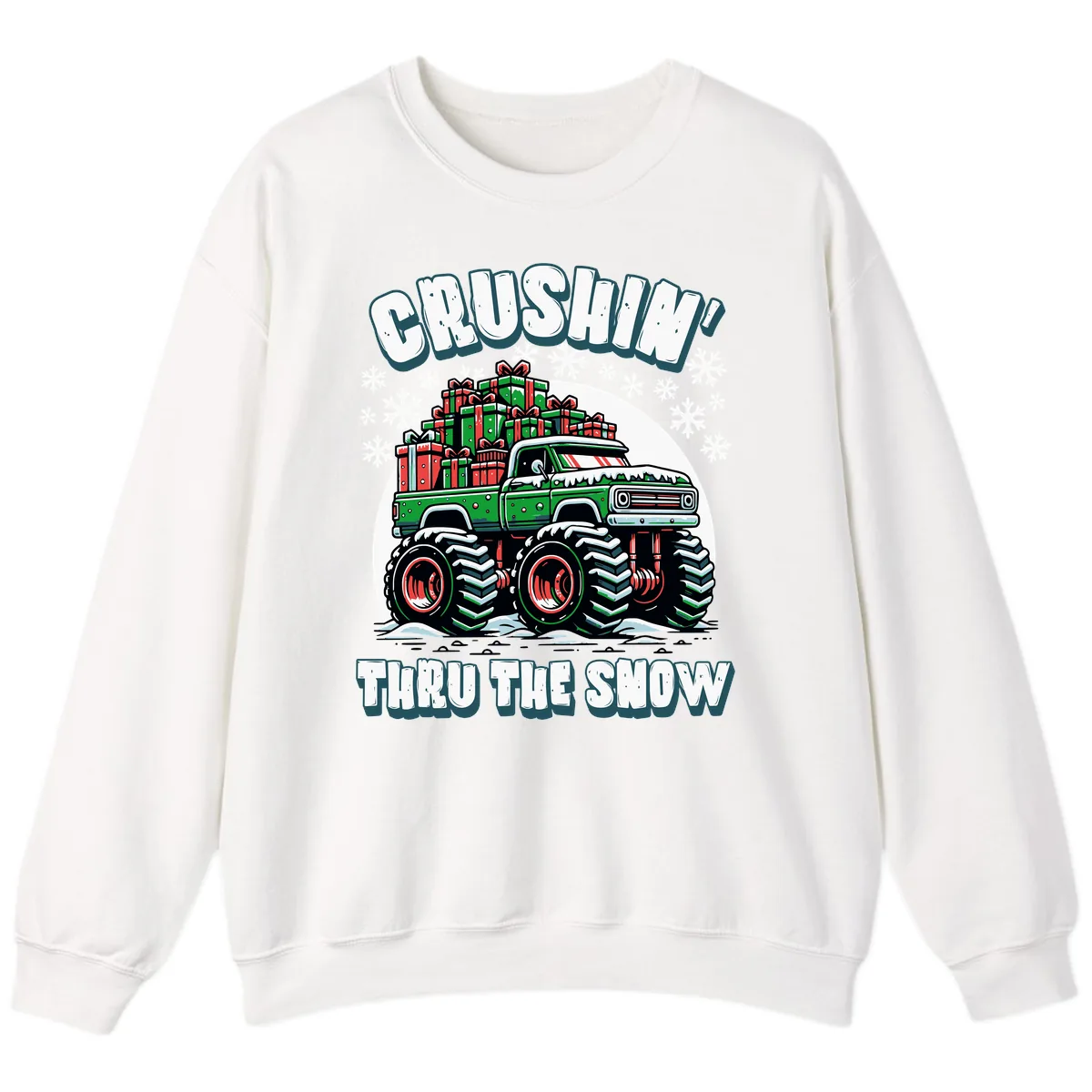 Monster Truck Crushing Presents Sweatshirt in White